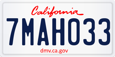 CA license plate 7MAH033