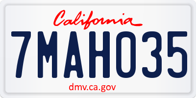 CA license plate 7MAH035
