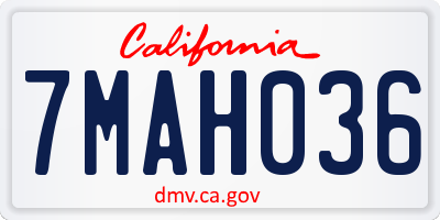 CA license plate 7MAH036