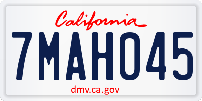 CA license plate 7MAH045