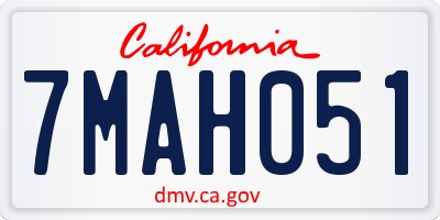 CA license plate 7MAH051