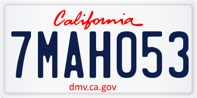 CA license plate 7MAH053
