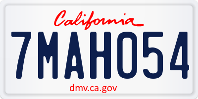 CA license plate 7MAH054