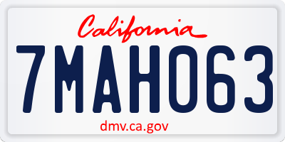 CA license plate 7MAH063