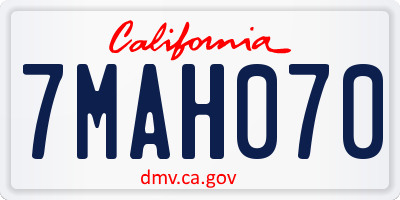 CA license plate 7MAH070