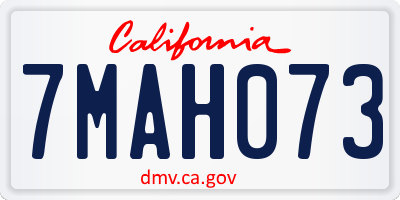 CA license plate 7MAH073