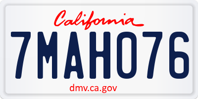 CA license plate 7MAH076