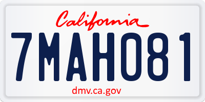 CA license plate 7MAH081