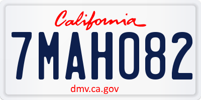 CA license plate 7MAH082