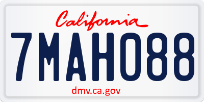 CA license plate 7MAH088