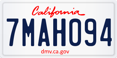 CA license plate 7MAH094