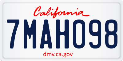 CA license plate 7MAH098