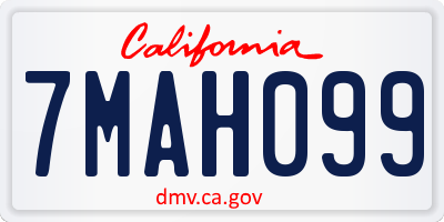 CA license plate 7MAH099