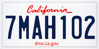 CA license plate 7MAH102