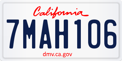 CA license plate 7MAH106