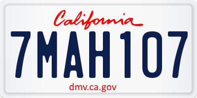 CA license plate 7MAH107