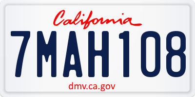 CA license plate 7MAH108