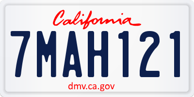 CA license plate 7MAH121