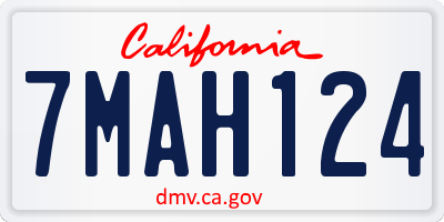 CA license plate 7MAH124
