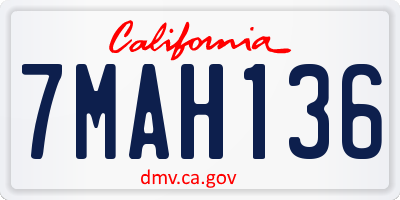 CA license plate 7MAH136