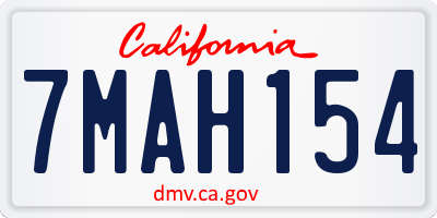 CA license plate 7MAH154