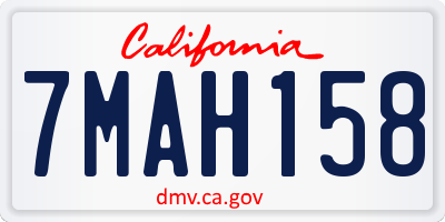 CA license plate 7MAH158