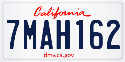 CA license plate 7MAH162