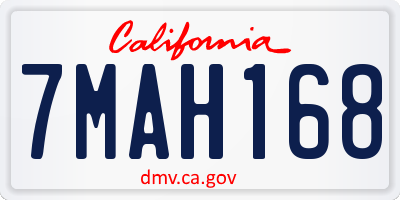 CA license plate 7MAH168