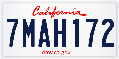 CA license plate 7MAH172