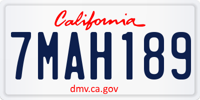 CA license plate 7MAH189
