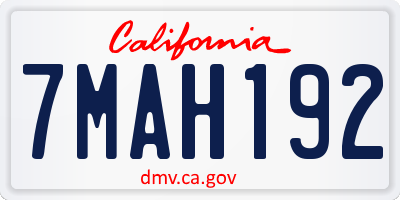 CA license plate 7MAH192