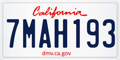 CA license plate 7MAH193