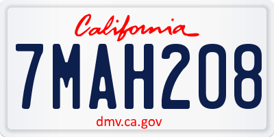 CA license plate 7MAH208