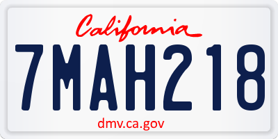 CA license plate 7MAH218