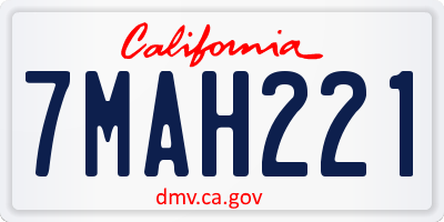 CA license plate 7MAH221