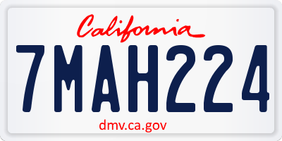 CA license plate 7MAH224