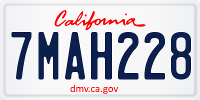 CA license plate 7MAH228