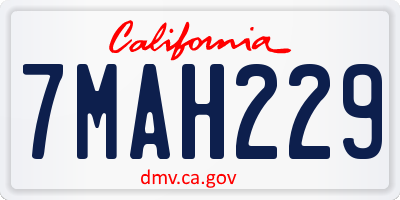 CA license plate 7MAH229
