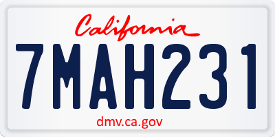 CA license plate 7MAH231