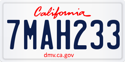 CA license plate 7MAH233