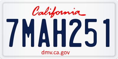 CA license plate 7MAH251