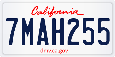 CA license plate 7MAH255