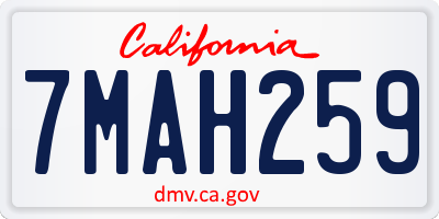 CA license plate 7MAH259