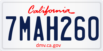 CA license plate 7MAH260