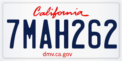 CA license plate 7MAH262