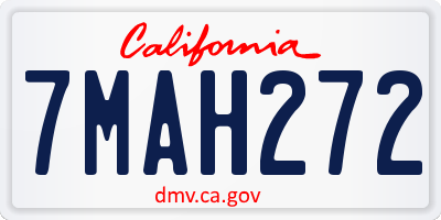 CA license plate 7MAH272