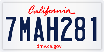 CA license plate 7MAH281