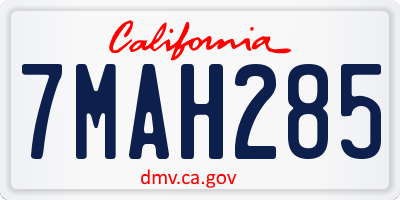 CA license plate 7MAH285
