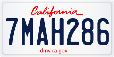 CA license plate 7MAH286