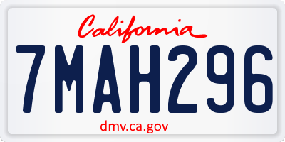 CA license plate 7MAH296